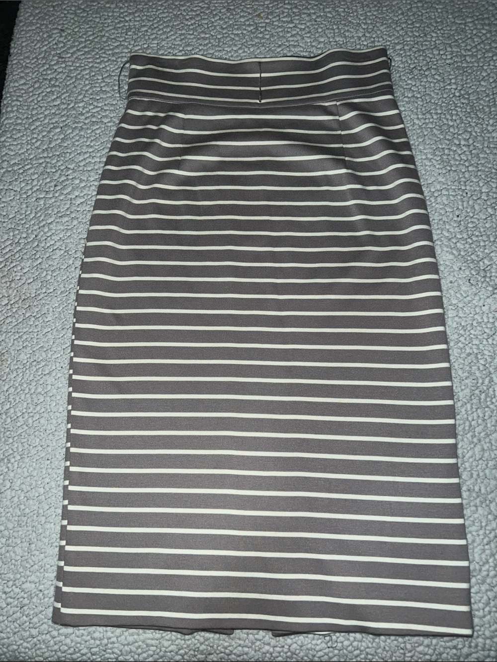 ANTONIO MELANI Gray and White Striped High-Waist Pencil Skirt